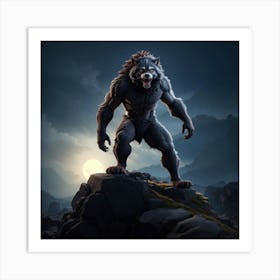 Default A Dynamic And Courageous Werewolf Standing Atop A Rugg 0 Art Print