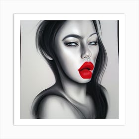 Woman With Red Lipsx Art Print