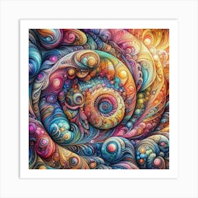 Abstract shapes and pattern psychedelic water art Art Print