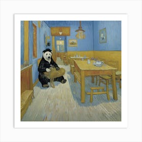 Panda Bear In The Restaurant Art Print