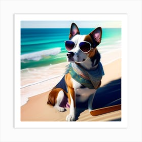 Dog On The Beach Art Print