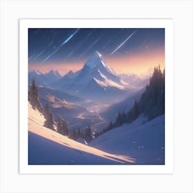 Snowy Mountain Landscape 3 Art Print