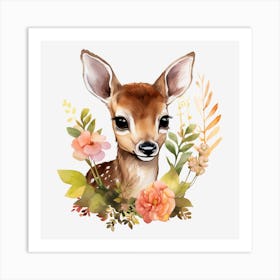 Fawn In Flowers Art Print