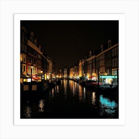 Amsterdam Canal At Night Art Print