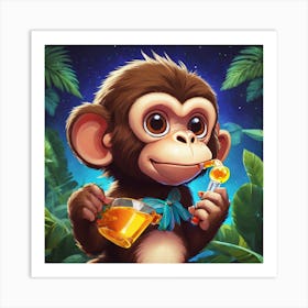 Monkey In The Jungle Art Print