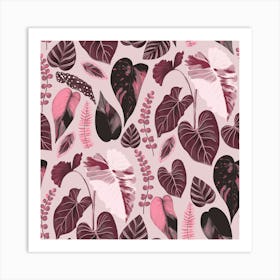 Tropical Leaves Pink Art Print