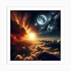 Moon And Clouds 1 Art Print