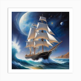 Sailing Ship In The Ocean Art Print