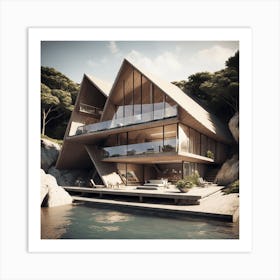 Modern House By The Sea Art Print