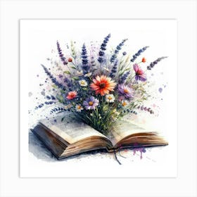 Open Book With Flowers 1 Art Print