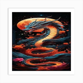 Dragon In The Moonlight Art Print