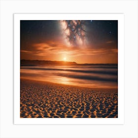 Sandy Beach at Sunset Art Print