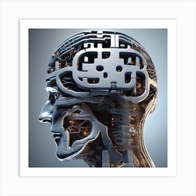 Human Brain With Artificial Intelligence 25 Art Print