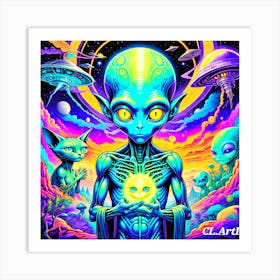 Aliens And Cats Art Print