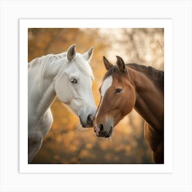 Two Horses In Autumn Art Print