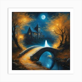 Ghost On The Bridge At Night 1 Art Print