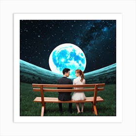 Couple Sitting On A Bench 18 Art Print