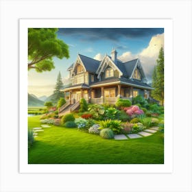 Landscape House In The Countryside Art Print