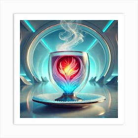 A Futuristic Drink Called Frozen Flame Tea, Elegan Art Print