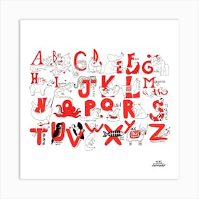 Animal Alphabet Square Art Print