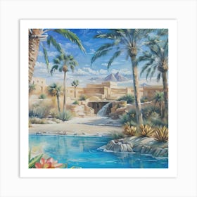 Palm Trees By The Oasis Art Print