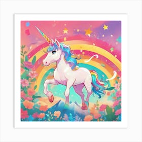 Unicorn In The Rainbow Art Print