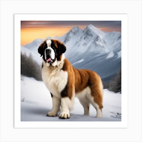 St Bernard Dog 26 Art Print