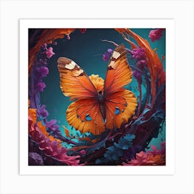 Butterfly In A Flower Art Print