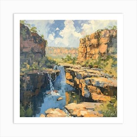 Waterfall In The Gorge Art Print