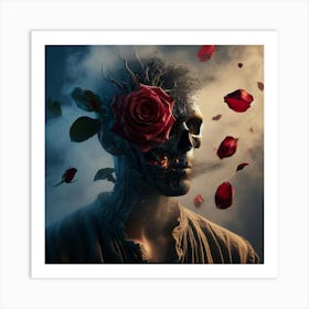 Skull And Roses Art Print