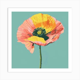 Poppy 2 Square Flower Illustration Art Print