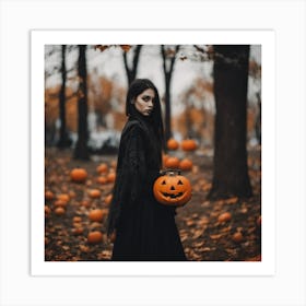 Spooky Halloween Girl Art Print