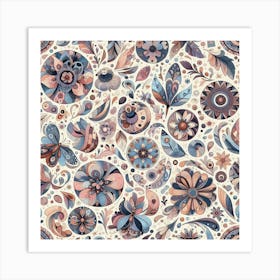 Floral Seamless Pattern 2 Art Print