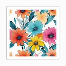 Watercolor Flowers Art Print