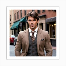 Male Brown Hair Man Brunette Natural Handsome Stylish Confident Charming Masculine Dapper (3) Art Print