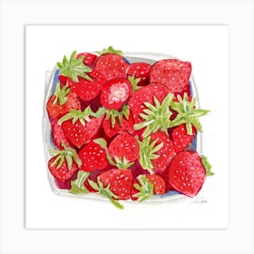 Pint Of Strawberries Square Art Print