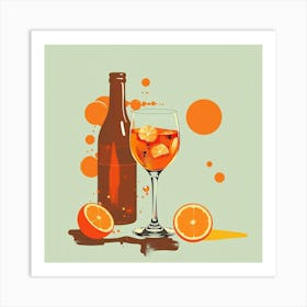 Glass Of Wine And Oranges Art Print