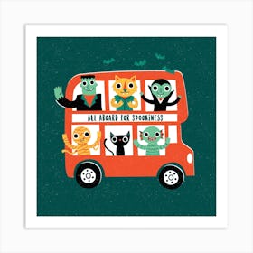 Spooky Bus Square Art Print