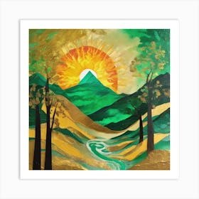 Abstact Mountain Sun Art Print (6) Art Print