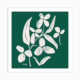 Abstract Floral Green Square Art Print