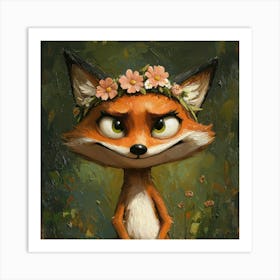 Fox In Flower Crown 6 Poster