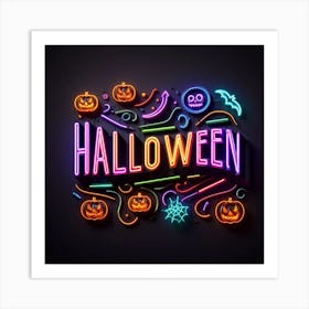 Square Neon Halloween Art 1 Art Print