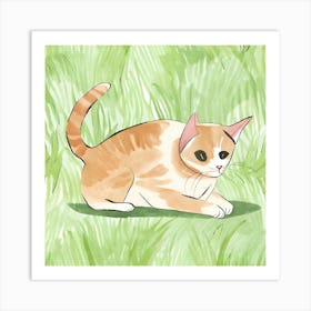 Cat In The Grass 2 Art Print