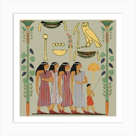 Egyptian Paper Women Child Owl Art Print