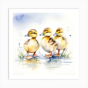 Sdxl 09 Cute Watercolour Of Baby Ducks 1 Upscaled Upscaled Art Print