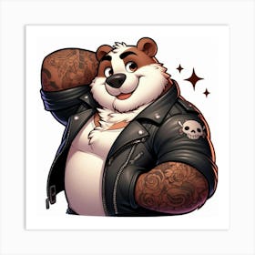 Bear In Leather Jacket Art Print