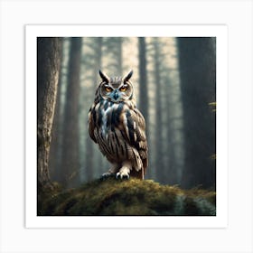 Owl In The Forest 59 Art Print