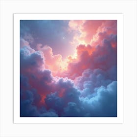 Ethereal Watercolor Nebula With Cosmic Dust 1 Art Print