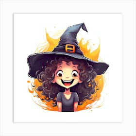 Cute Witch Girl In A Witch Hat Art Print