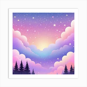 Sky With Twinkling Stars In Pastel Colors Square Composition 113 Art Print